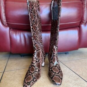 ANTONIO MELANIE  Brown Valerie Python Snake  Leather Tall  Boots SZ 8M Orig.198